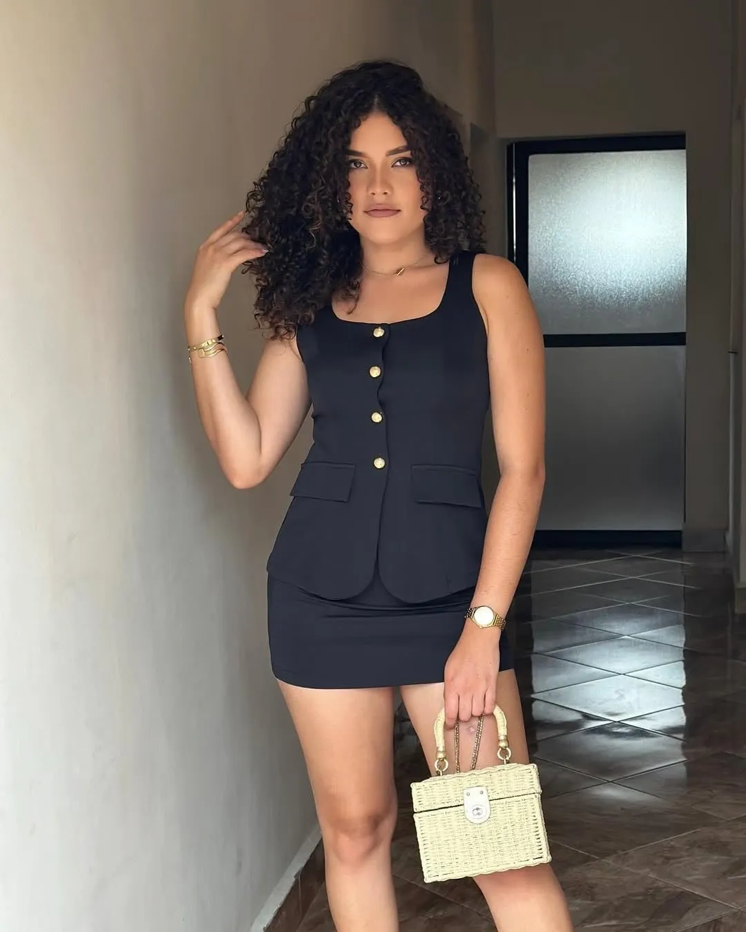 Women's Summer 2 Piece Outfit Sleeveless Blazer Vest Mini Skirt Set Elegant Button-Up Suit Matching Workwear