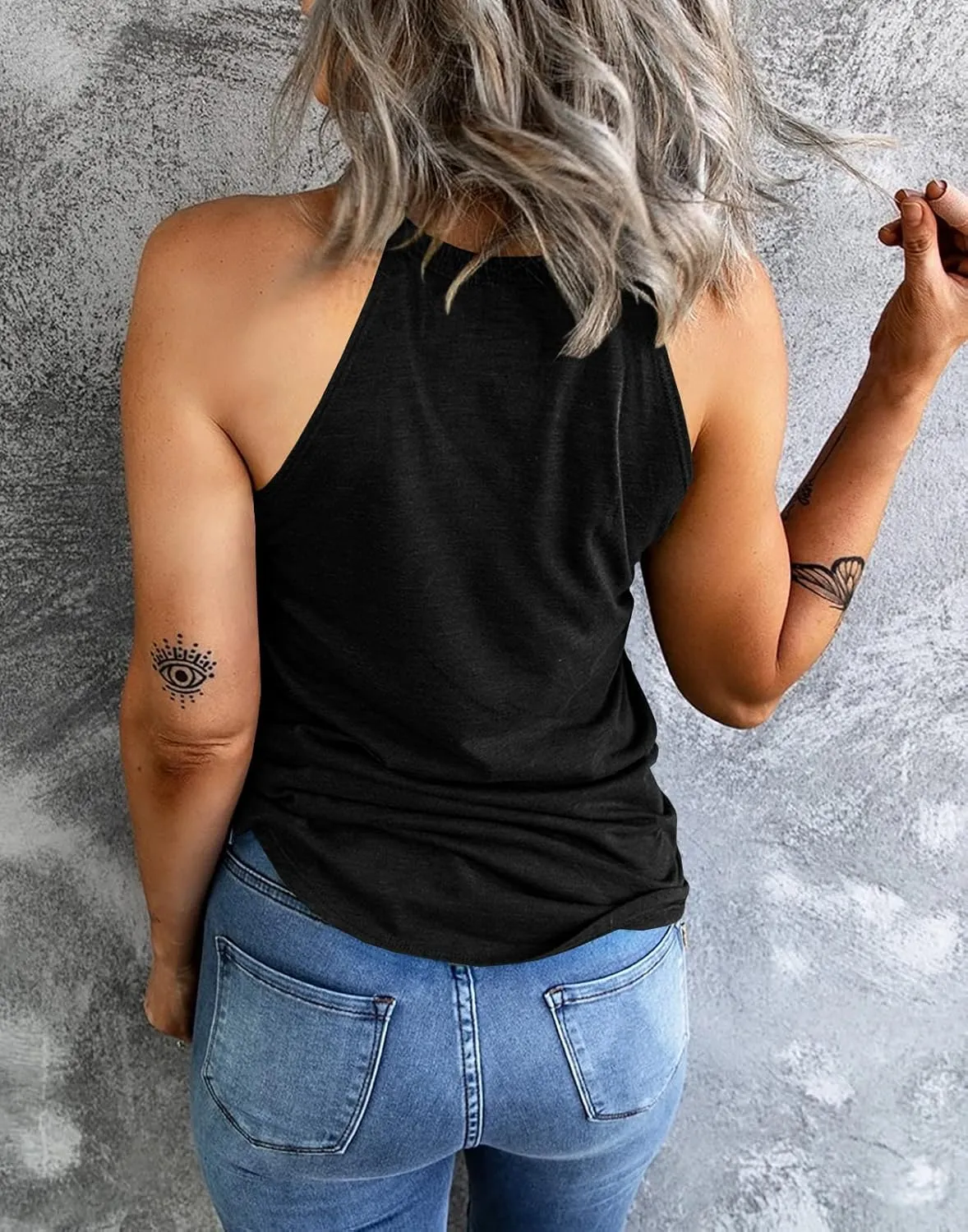 Womens Summer Sleeveless High Neck Halter Tank Tops Basic Casual Cami Shirts Tees