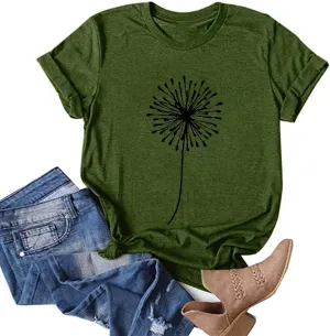 Women's Summer Sunflower T Shirt Flower Graphic Loose Tees Crew Neck Short Sleeve Casual Tops