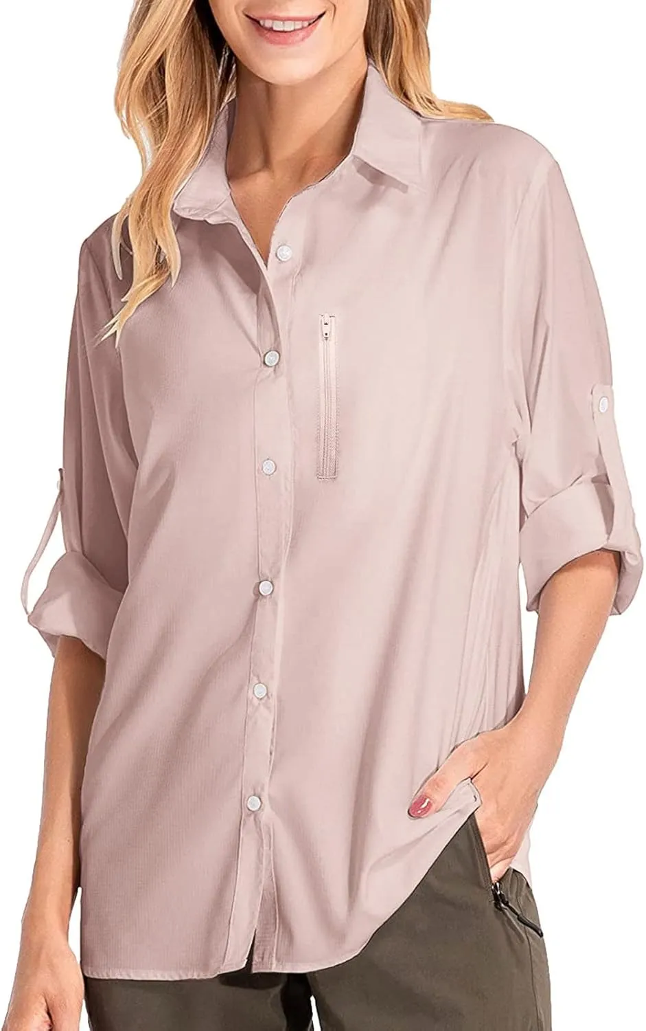 Women's UPF 50 Long Sleeve UV Sun Protection Safari Shirts Outdoor Quick Dry Sun Shirt Fishing Hiking Travel Shirts