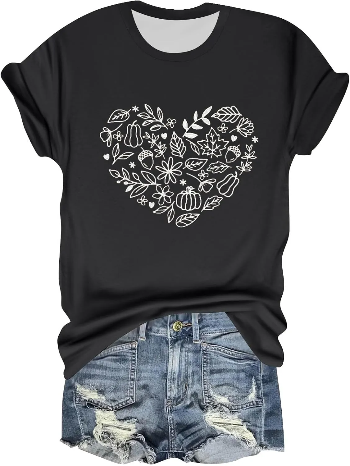 Womens Vintage Flowers T Shirt Boho Wildflower Graphic Loose Tees Cute Summer Short Sleeve Tops