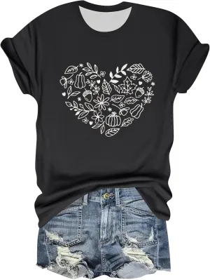 Womens Vintage Flowers T Shirt Boho Wildflower Graphic Loose Tees Cute Summer Short Sleeve Tops