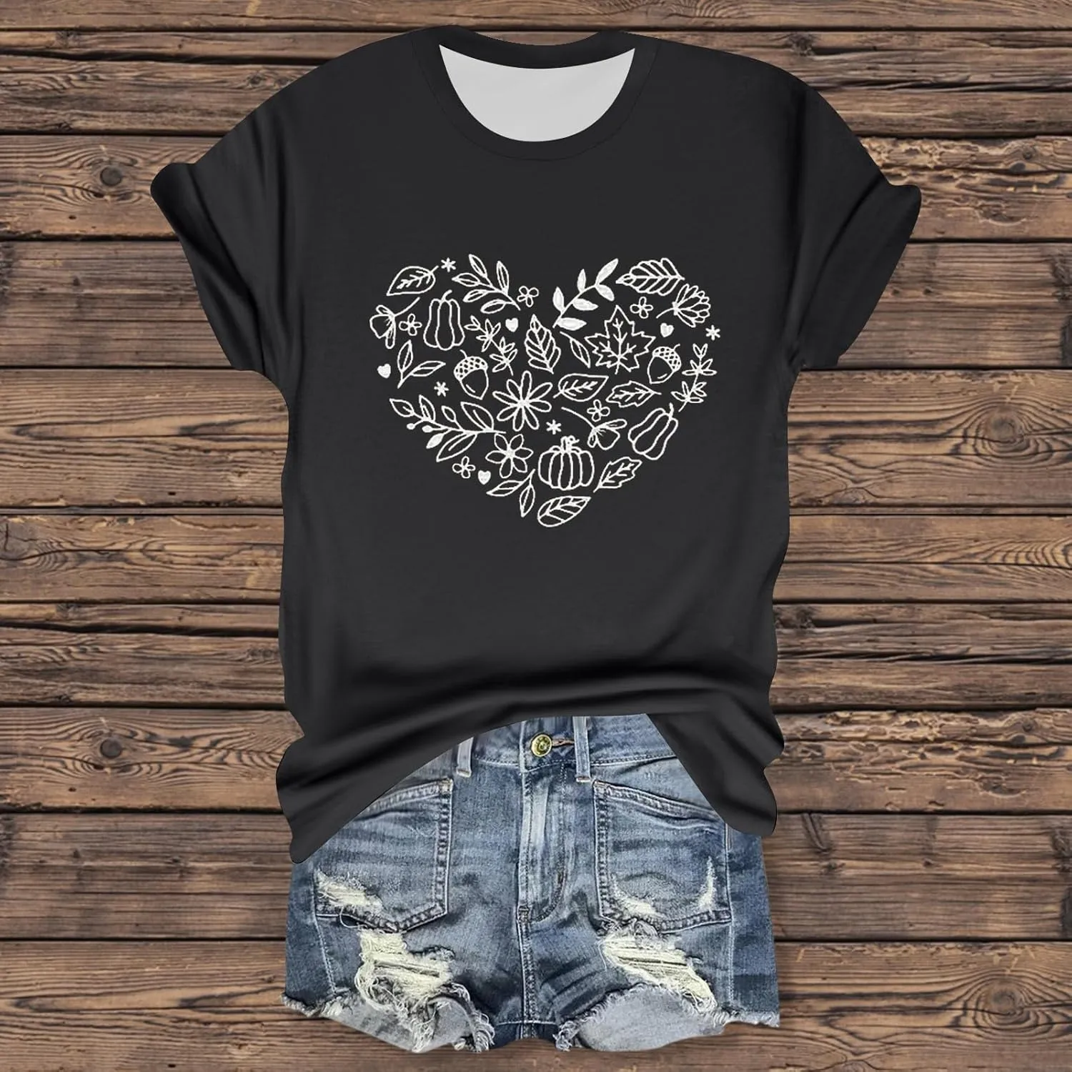 Womens Vintage Flowers T Shirt Boho Wildflower Graphic Loose Tees Cute Summer Short Sleeve Tops