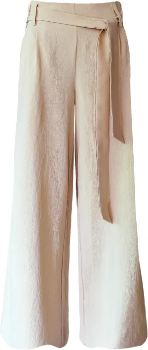 Women's Wide Leg Pants with Pockets, High Waist Adjustable Knot Loose Palazzo Trousers Business Work Casual Pants