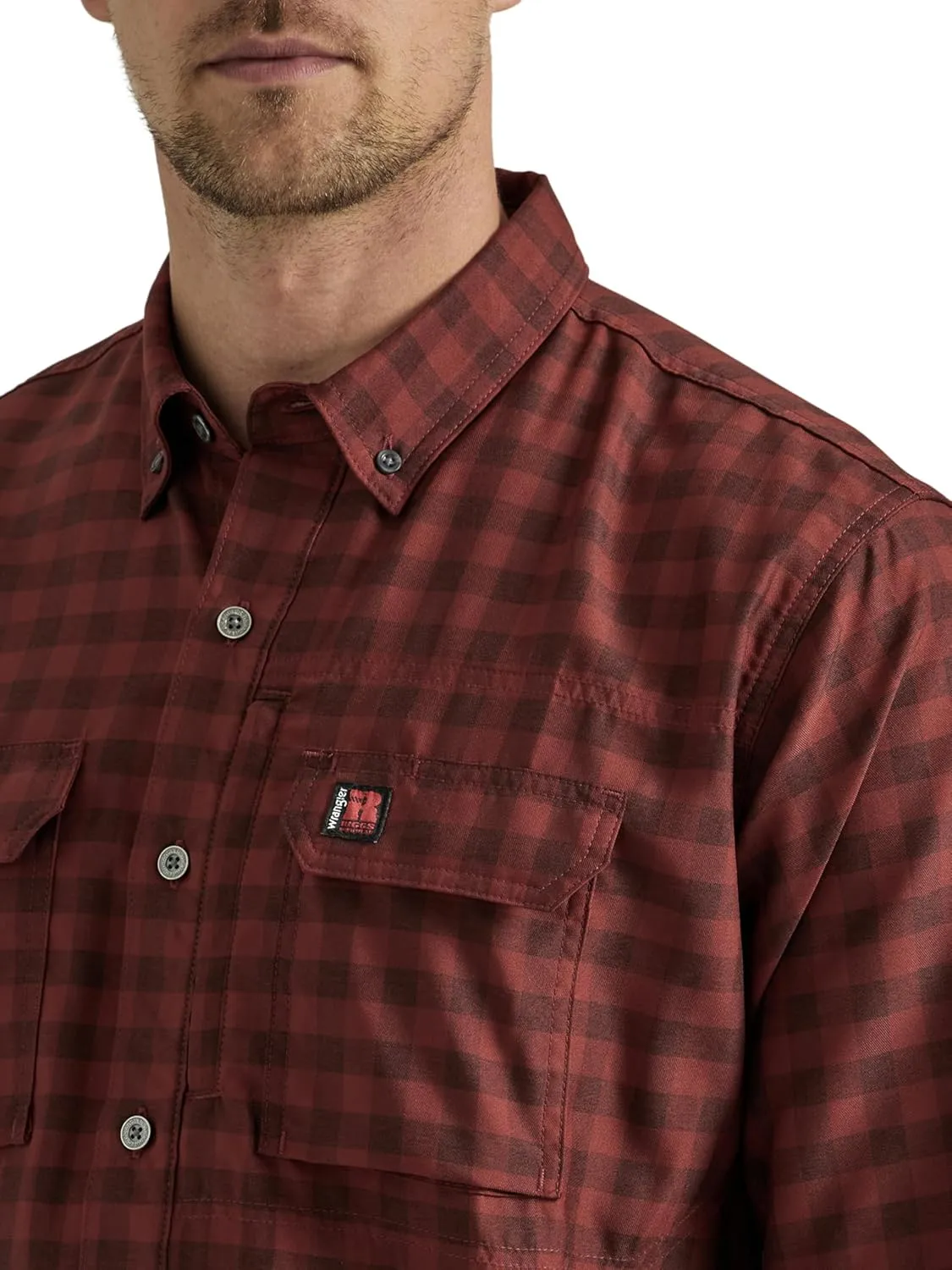 Wrangler Men's Long-Sleeve Technical Button-Down Work Shirt