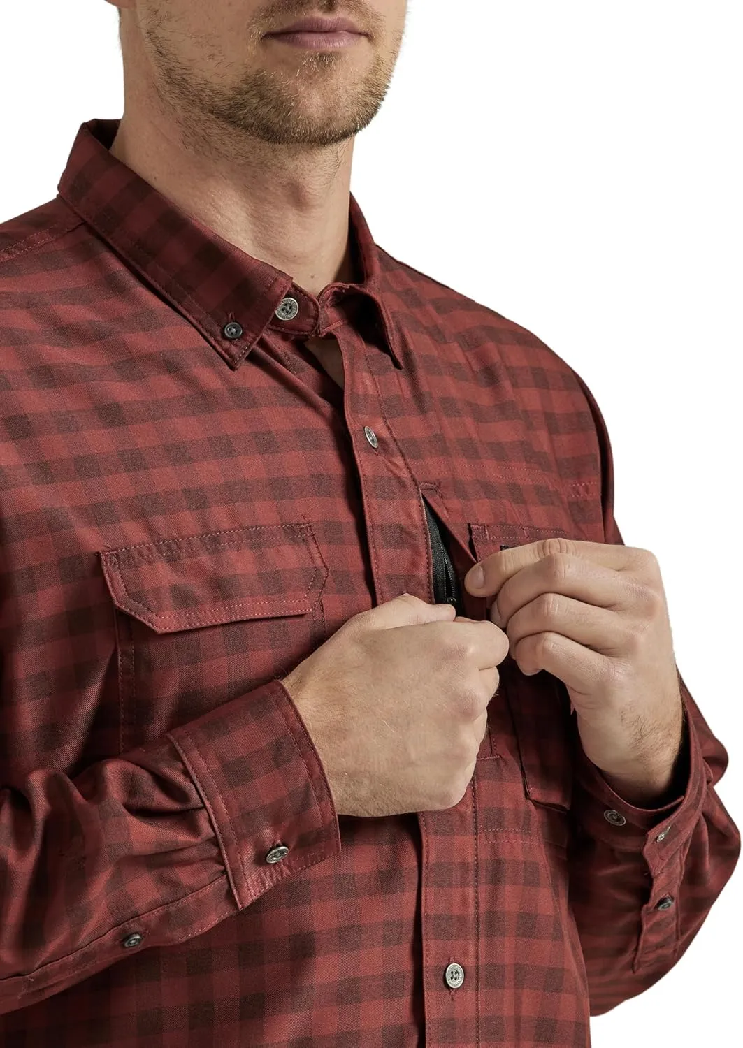 Wrangler Men's Long-Sleeve Technical Button-Down Work Shirt
