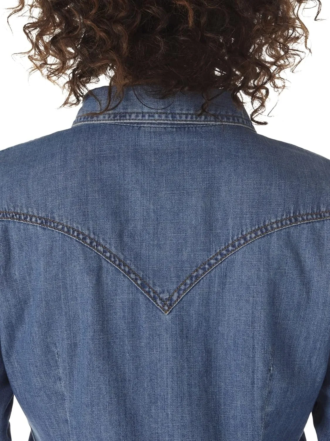 Wrangler Women's Retro Long Sleeve Western Snap Shirt Mid Denim