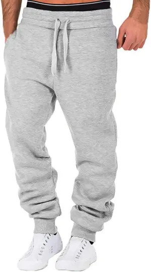 XUETON Men Cargo Jogger Sweatpants Elastic Waist Slim Fit Athletic Jogger Workout Track Pants Drawstring Khaki Chinos Trouser(Grey,Large)
