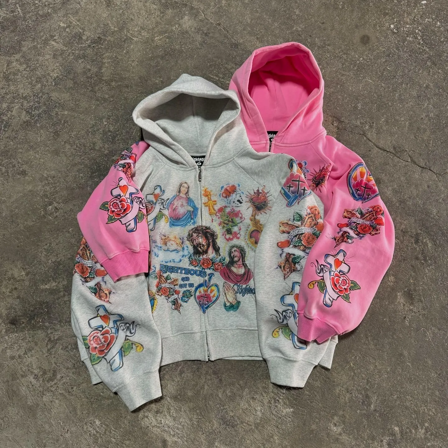 Y2k Zip up Hoodie Streetwear Graphic Oversized Rapper Hooded Sweatshirts Unisex Grunge Vintage Clothes