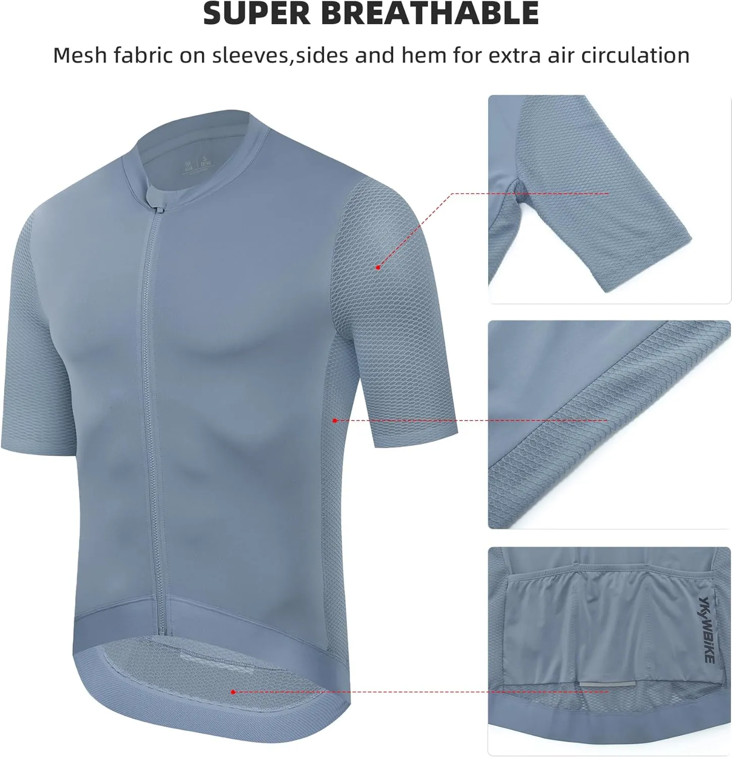 YKYWBIKE Cycling Jersey Men Short Sleeve Bike Jersey with Pockets Biking Shirts for Men Cycling Breathable MTB Biker Shirts