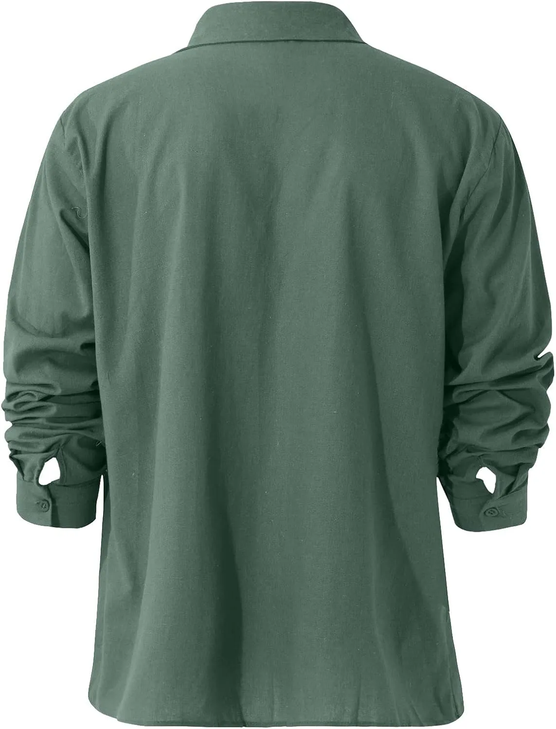 Ymosrh Long Sleeve T-Shirts for Men Spring Summer Men's Casual Cotton Linen Solid Color Shirts Loose Dress Tan