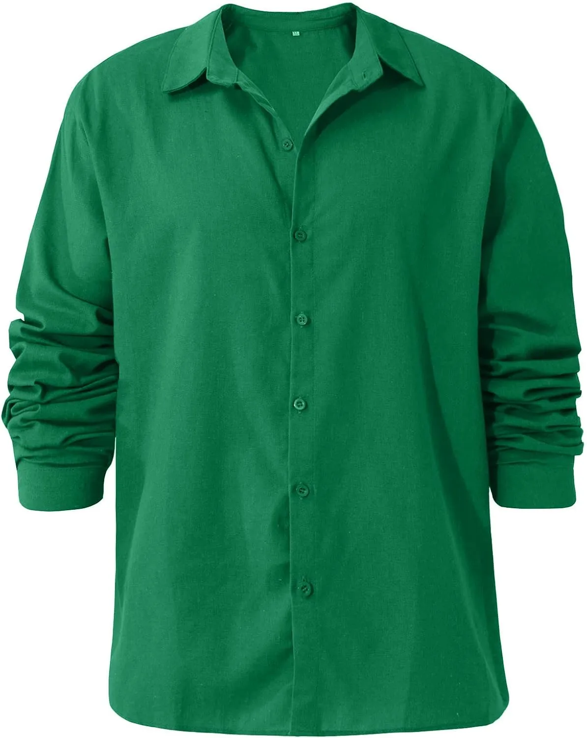 Ymosrh Long Sleeve T-Shirts for Men Spring Summer Men's Casual Cotton Linen Solid Color Shirts Loose Dress Tan