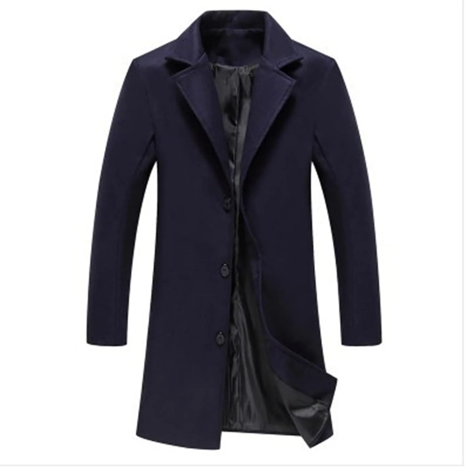 ZYXTIM Men's Casual Trench Coat Wool Blend Pea Coat Notched Collar Single Breasted Warm Winter Long Jacket Oversize Overcoat